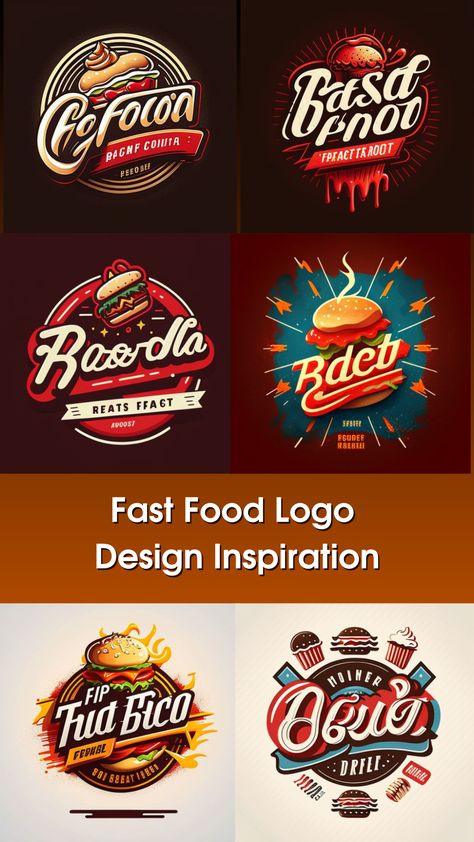 When it comes to fast food, your logo should be eye-catching and memorable, just like your menu items. Check out these fast food logo designs that use bold typography, bright colors, and playful elements to create a sense of fun and excitement. From burgers and fries to tacos and pizza, these logos showcase creative ways to incorporate food elements into your branding. Get inspired to create a logo that stands out from the crowd and attracts hungry customers to your restaurant. Fast Food Logo Design Creative, Burger Logo Design Creative, Fast Food Logo Design Ideas, Food Logo Design Ideas Creative, Logo Design For Food Business, Food Logo Ideas Creative, Logo Food Design, Fast Food Logo Design, Food Logo Design Ideas