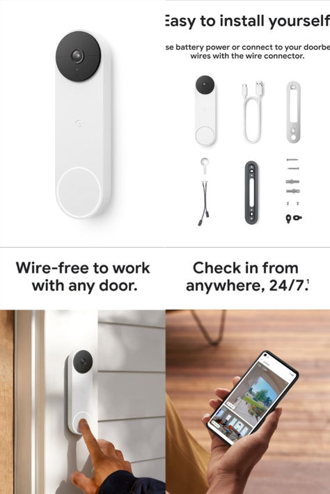 Google Nest Doorbell (Battery) - Wireless Doorbell Camera - Video Doorbell Nest Doorbell, Google Nest, Doorbell Camera, Live Hd, Wireless Doorbell, Event Video, Camera Video, Spy Gadgets, Spy Camera