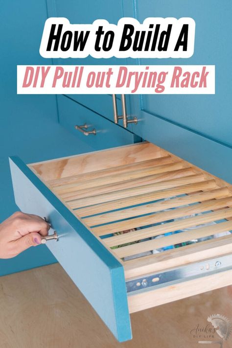 Drying Rack Drawer, Diy Drying Rack, Diy Pull Out Shelves, Garage Laundry Rooms, Laundry Room Drying Rack, Sweater Drying Rack, Vanity Drawers, Modern Laundry Rooms, Easy Diy Decor