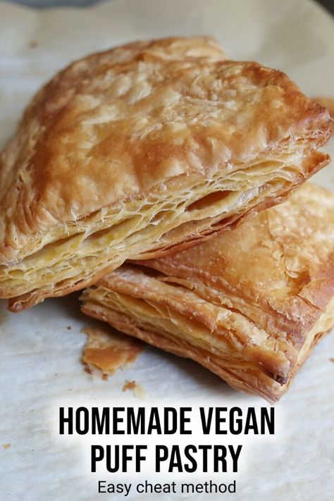 Vegan Puff Pastry, Vegan Pastries, Puff Pastry Dough, Easy Homemade Recipes, Puff Pastry Recipes, Pastry Dough, Vegan Dessert Recipes, Vegan Treats, Vegan Sweets