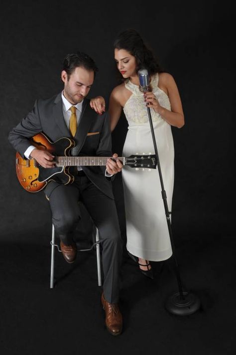 Musician Couple Photography, Singer And Guitarist Duo, Duet Photoshoot, Poster Poses, Best Bands, Music Photoshoot, Duo Band, Band Photoshoot, Folk Musician