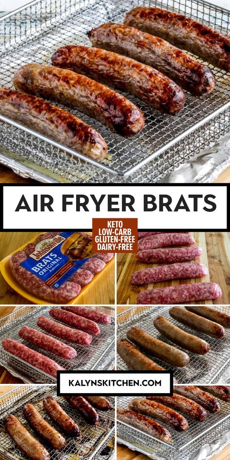 Bratwurst Recipes Air Fryer, How To Cook Brats In Air Fryer, Johnsonville Brats In Air Fryer, Brats Air Fryer, Brats In Air Fryer, Air Fryer Brats, How To Cook Bratwurst, How To Cook Brats, Elimination Diet Recipes