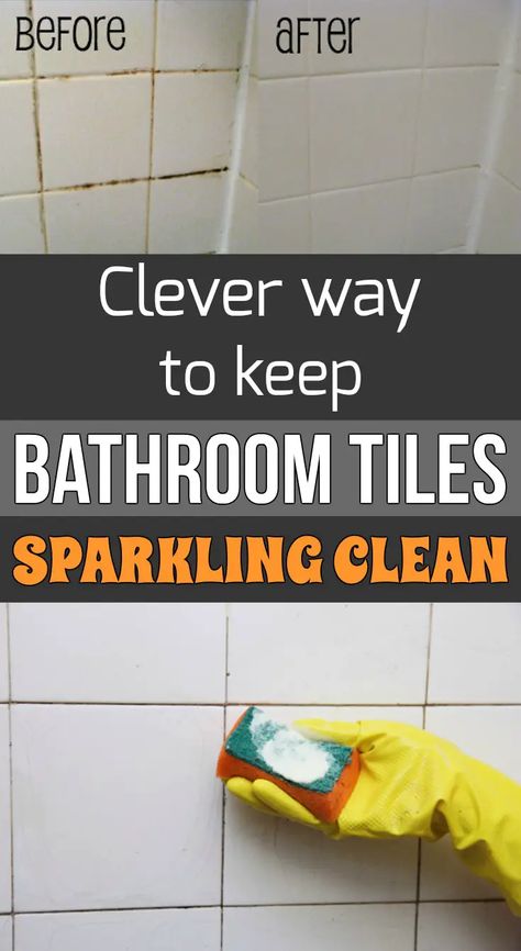 Clever way to keep bathroom tiles sparkling clean - 101CleaningTips.net Best Way To Clean Bathroom Tile, Bathroom Tiles Cleaning Tips, How To Clean Bathroom Tiles, Sparkle Tiles, Cleaning Shower Tiles, Cleaning Bathroom Tiles, Shower Cleaning Hacks, White Tile Shower, Organised Life