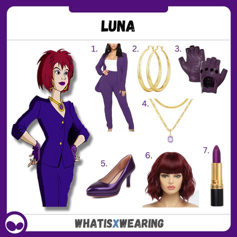 Dress like Luna from the Hex Girls (Scooby-Doo) with our super cute Halloween costume idea! Luna Hex Girls Costume, Hex Girls Halloween Costume, Thorn Hex Girl Costume, Hex Girls Costume, Luna Costume, Scooby Doo Costumes, Cute Halloween Costume, Daphne Costume, Trio Costumes