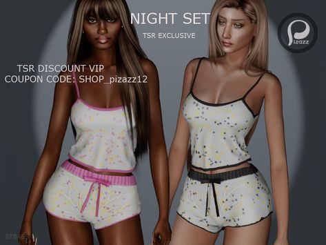 Sleep Wear Sims 4 Cc, Sims 4 Pj Cc, Night Shorts, Ts4 Clothes, Sleeping Dress, Night Set, Free Sims 4, Toddler Stuff, Free Sims