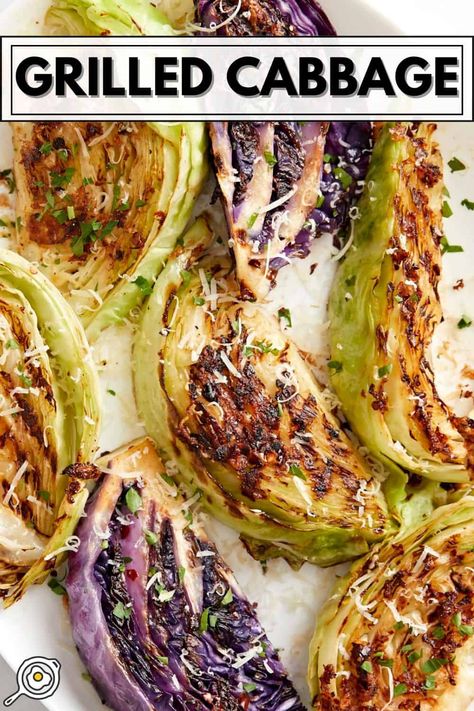 Grilled Cabbage Grilled Red Cabbage, Grilled Cabbage In Foil, Vegetable Bbq Sides, Blackstone Cabbage, Grilled Napa Cabbage Recipes, Grilling Cabbage, Grill Cabbage, Cabbage On The Grill, Grilled Cabbage Recipes