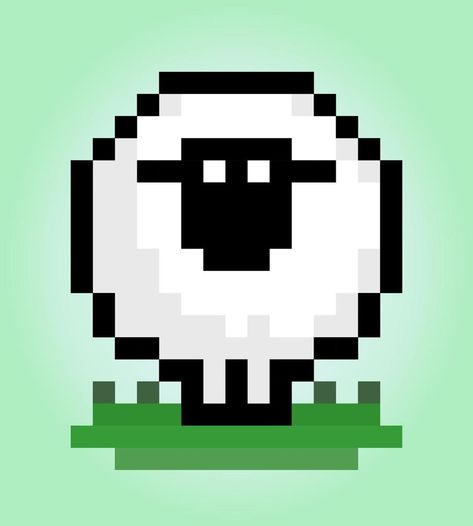 8 bit pixel sheep. Animal for game assets and cross stitch pattern, in vector illustration Sheep Pixel Art, Funny Sheep, Pix Art, 8 Bit, Game Assets, Animal Crossing, Sheep, Pixel Art, Vector Free