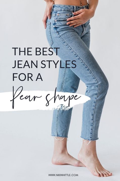 Pear Shape Pants Style, Pear Jeans Body Shapes, Boyfriend Jeans For Pear Shaped Women, Jeans For Petite Pear Shape, Jeans Dressed Up Outfit, Flattering Pear Shape Outfits, Wide Leg Jeans Pear Shape, Best Jeans For Short And Curvy, Mom Jeans For Pear Shaped Women