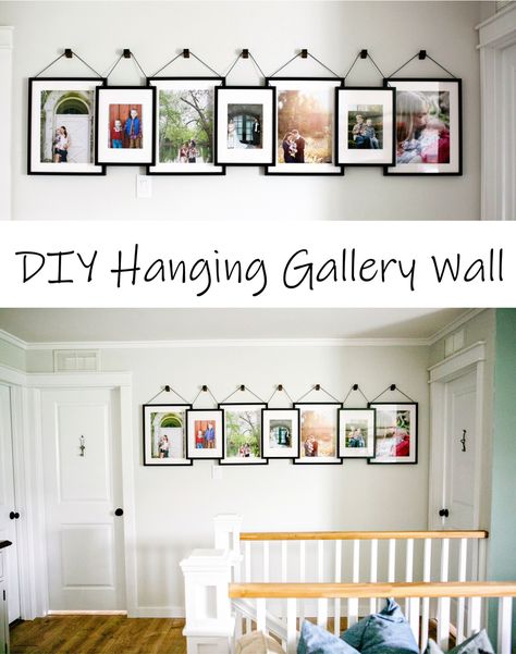 Hanging 5x7 Pictures, Foyer Frames Entryway, Hanging 8x10 Pictures On The Wall, Hanging 4x6 Pictures On The Wall, Picture Hanging Ideas For Office, Hanging Framed Art On Wall, Overlapping Picture Frames On Wall, Hanging Pictures With Rope, Hang Pictures With Ribbon