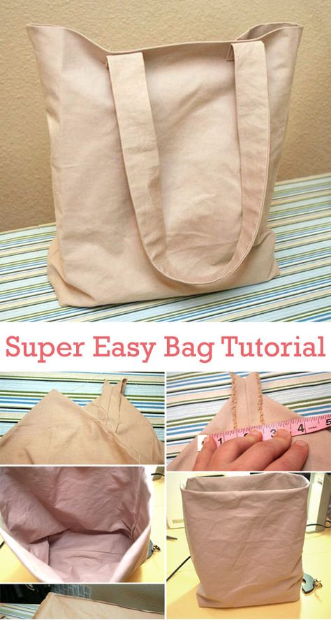 The Easiest Bag You've Ever Made ~ DIY Tutorial Ideas! Sewn Shopping Bag, Sew A Tote Bag Easy, Easy Fabric Bags To Sew, Tote Bag Diy Tutorial, Simple Bag Pattern Free, Linen Bag Pattern, Easy Diy Bags And Totes, Diy Cloth Bag, Simple Tote Hobo Bag