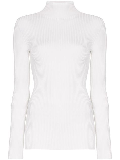 Wolford Ribbed Turtleneck Jumper 52542 White | Farfetch Png Outfits, Camel Style, Turtleneck Jumper, Turtle Neck Jumper, Cotton Jumper, Black Friday Promotions, Wool Turtleneck, Minimalist Wardrobe, Ribbed Turtleneck