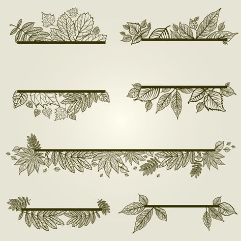 Vector Autumn Leafs Frames with Borders 04 Fall Fonts, Leaves Sketch, Name Drawings, Borders Free, Design Pattern Art, Free Vector Files, Leaf Border, Aesthetic Fonts, Zentangle Drawings