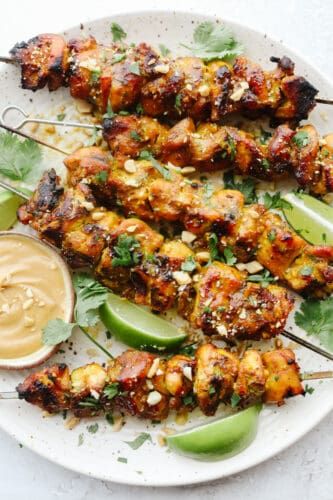 Chicken Satay Pear And Blue Cheese Salad, Lobster Cream Sauce, Thai Lettuce Wraps, Thai Chicken Satay, Chicken Satay Recipe, Satay Sauce, The Recipe Critic, Lettuce Wrap Recipes, Asian Street Food