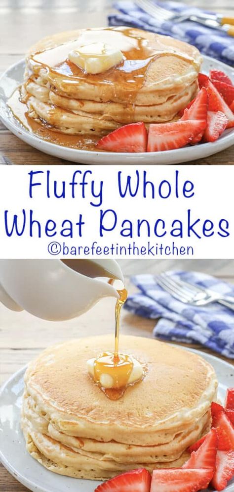 Wheat Pancake Recipe, Pancakes Sans Gluten, Wheat Flour Recipes, Fluffy Pancake Recipe, Pancakes Vegan, Whole Wheat Pancakes, Wheat Pancakes, Wheat Recipes, Pancake Recipe Easy