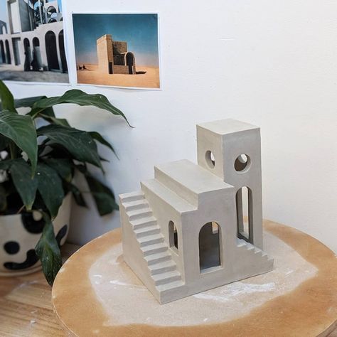 Ceramic Artist Melbourne on Instagram: “New shapes, new dwelling // Work in progress for the upcoming exhibition 'Form and Assemble' at @bisquestudio. 9th-11th August. More…” Ceramic Architecture, Roblox Studio, Balloon Surprise, Mud House, House Lamp, Ceramics Inspiration, Figure Display, Architectural Sculpture, Clay Things