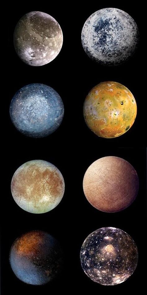 The Major Galilean satellites. The planet Jupiter has 67 confirmed moons! This gives it the largest retinue of moons with "reasonably secure" orbits of any planet in the Solar System. Jupiter Moons, Planets And Moons, The Planets, Hubble Space Telescope, Amazing Spaces, Our Solar System, To Infinity And Beyond, Space Science, Space And Astronomy