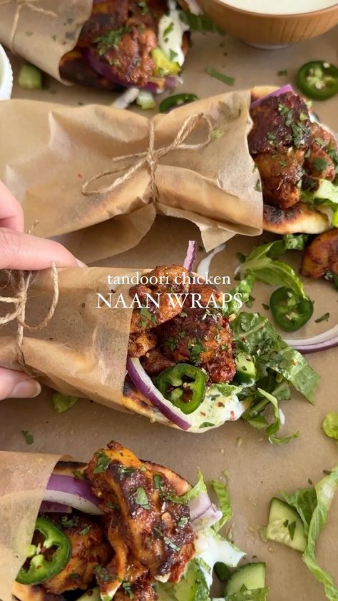 Hajar Larbah on Instagram: “Tandoori Chicken Naan Wraps 🌯 It’s DAY 12 of 30 of the Ramadan Series! Recipe up on the blog as always -…” Naan Wraps, Delicious Snacks Recipes, Food Recepie, Food Videos Cooking, Lifestyle Tips, Iftar, Naan, Interesting Food Recipes, Food Cravings