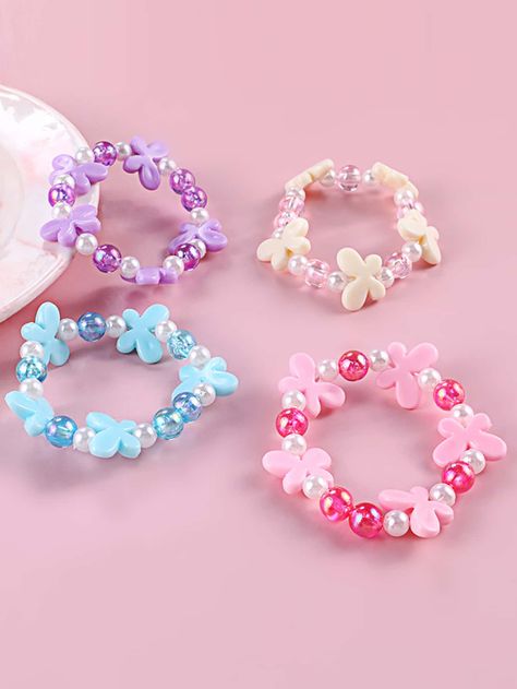 Kids Beads Bracelets, Kids Bracelets Diy, Beaded Bracelets For Kids, Bread Bracelet, Kids Bead Bracelet, Bracelets For Kids, Disney Hair Bows, Gelang Manik-manik, Butterfly Decor