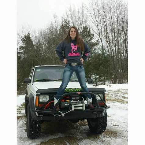 Rocky my lifted XJ  -9000lb winch  -5.5 inch BDS Suspension lift  -Warn bumper with D-rings  -2014 Wrangler tires 32 inches  -Vinyl "carpet" easy to hose out  -SkyJacker shocks  -Completely Kevlar lined  -1.5 inch Rough Country spacers #RockyTheLiftedXJ Lifted Xj, Lifted Jeep, Jeep Cherokee Xj, Jeep Girl, Jeep Cherokee, Pickup Trucks, How To Look Pretty, Jeep