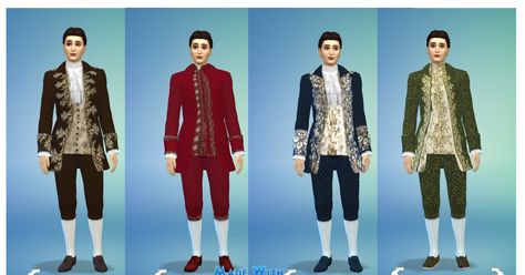 Clothes For Males, Regency Mens Fashion, Sims 4 Decades Challenge, Sims Medieval, Royal Clothes, Sims 4 Studio, Rococo Fashion, Sims 4 Dresses, Sims4 Clothes