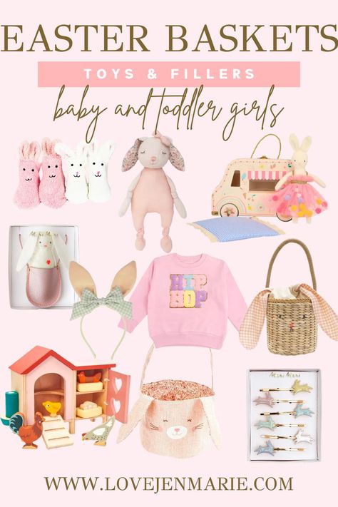 The Cutest Easter Basket Ideas for Baby and Toddler Girls Toddler Easter Snacks, Toddler Girl Easter Basket, Easter Basket Toys, Baby Easter Basket, Girls Easter Basket, Easter Baskets For Toddlers, Easter Books, Easter Basket Ideas