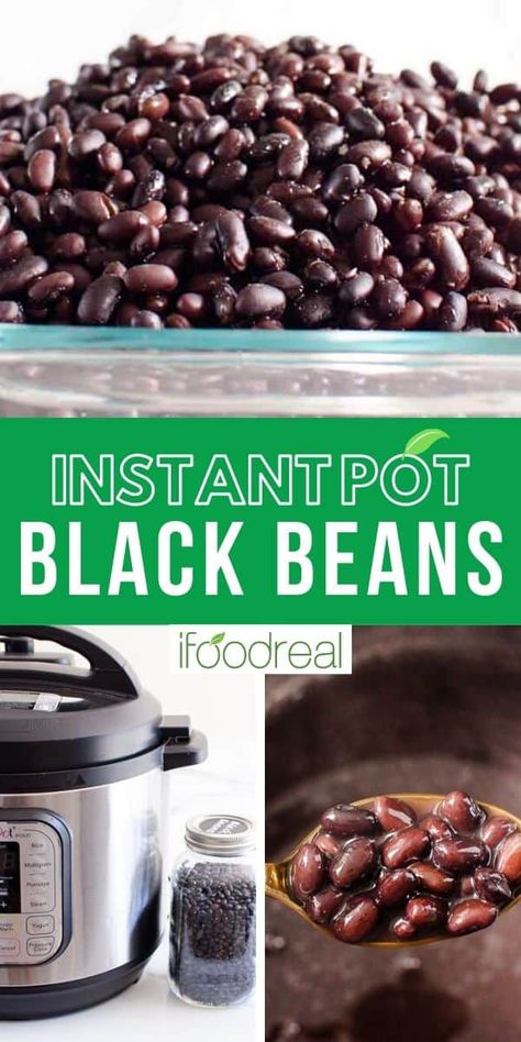 Easy, foolproof and perfect every time Instant Pot Black Beans with only 2 ingredients and in 30ish minutes. Pressure Cooker Black Beans, Crockpot Beans, Instant Pot Black Beans, Homemade Beans, Dried Black Beans, Healty Dinner, Black Bean Recipes, Vegan Ideas, Dry Beans