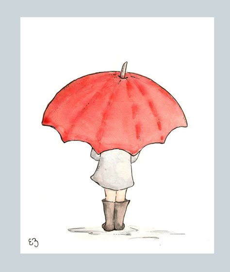 Happy Drawings, Porch Art, Nursery Art Wall, Fence Painting, Simple Sketches, Watercolour Christmas, Watercolor Calligraphy, Umbrella Art, Red Umbrella