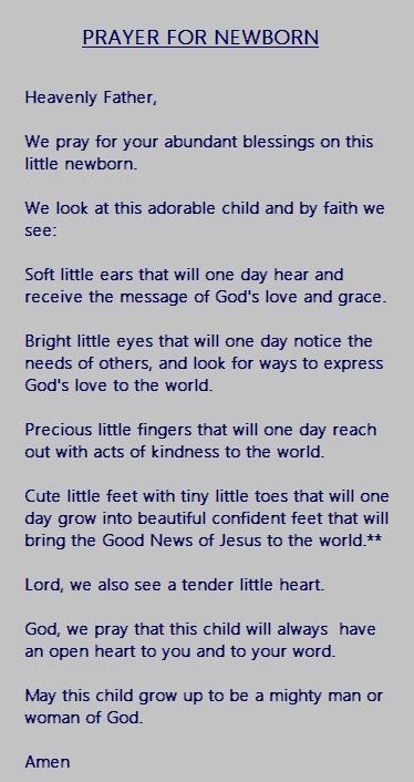 Prayer For New Baby Born, Prayers For Newborn Baby Boy, Prayer For Newborn, Prayers For New Baby, Baby Prayers, Exam Prayer, Backyard Nursery, Prayer For Our Children, Pregnancy Prayer