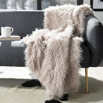 Safavieh Faux Sheepskin Taupe Acrylic Throw in the Blankets & Throws department at Lowes.com