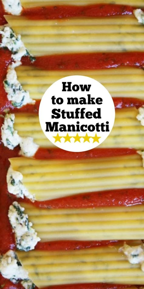 Cheese Stuffed Manicotti, Spinach Manicotti, Manicotti Pasta, Stuffed Manicotti, Cheese Manicotti, Manicotti Recipe, Spinach Cheese, Italian Dinner Recipes, Pasta Shells