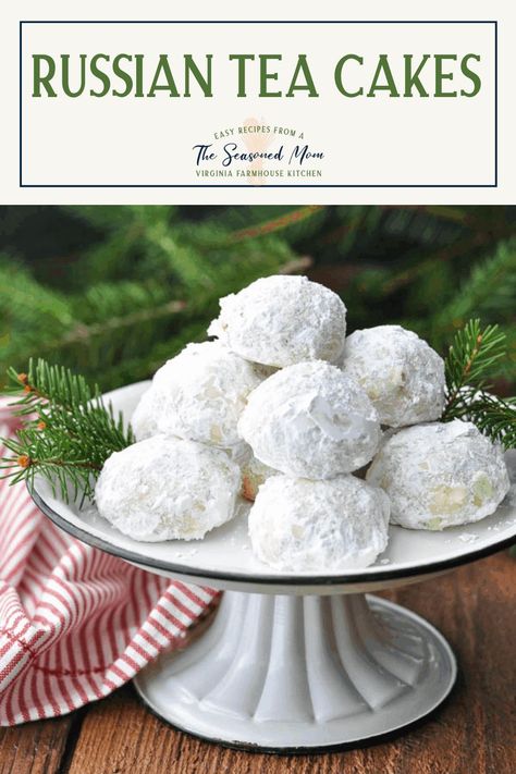 Russian Tea Cakes (also called Snowball Cookies) are classic Christmas cookies made with shortbread dough and powdered sugar. Easy Cookie Recipes | Easy Dessert Recipe | Christmas Dessert Russian Tea Cakes Cookies, Russian Tea Cakes Recipe, Russian Tea Cookies, Russian Tea Cakes, Easy Dessert Recipes Christmas, Tea Cake Cookies, Russian Tea Cake, Mexican Wedding Cookies, Tea Cakes Recipes