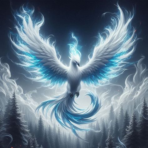 White Phoenix Fantasy Art, Mythical Pictures, Blue Phoenix Bird, Flying Phoenix Tattoo, Most Beautiful Tattoos, Phoenix Bird Art, Fantasy Bird, Phoenix Wallpaper, Phoenix Artwork