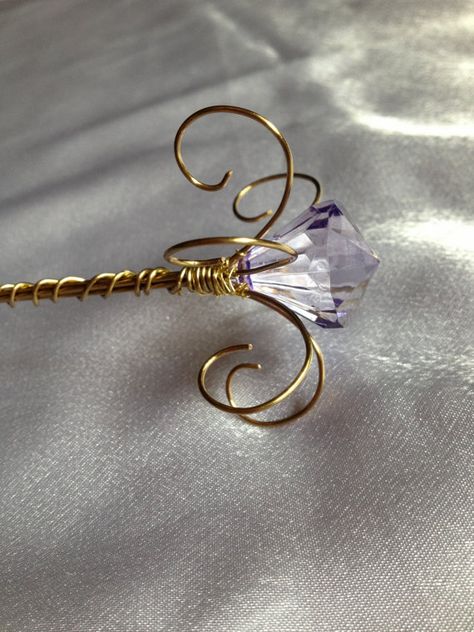 Fairy Princess Wand/ Scepter  Jewel Wand Gold and by WirePrincess, $23.00 Fantasy Play, Princess Wands, Fairy Ears, Purple Fairy, Double Twist, Handmade Jewlery, Gold And Purple, Fairy Wands, Fairy Clothes