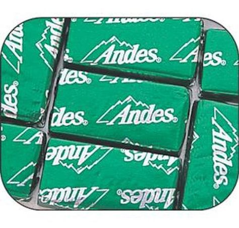 Andes Mint Chocolate = the best candy Andes Candies, Andes Chocolate, Chocolate Mints, Mint Chocolate Candy, Andes Mint Chocolate, Andes Mints, Mint Logo, Bulk Candy Store, Chocolate Ganache Recipe