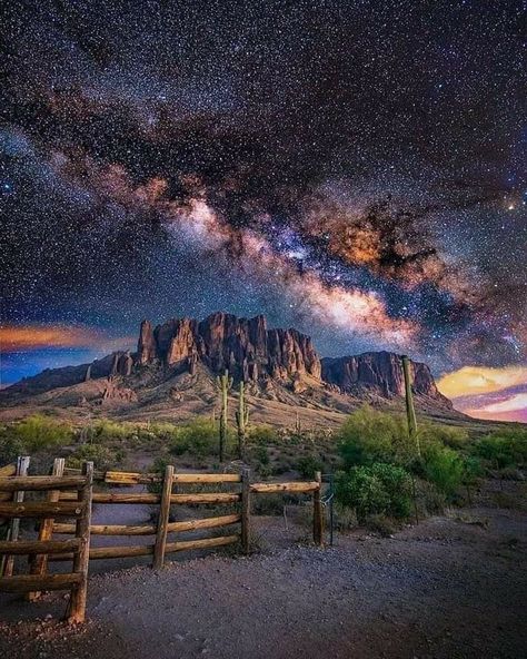 Superstition Mountains Arizona, Arizona Photography, Superstition Mountains, Living In Arizona, Fantasy Landscape, Milky Way, Featured Artist, Amazing Nature, Night Sky