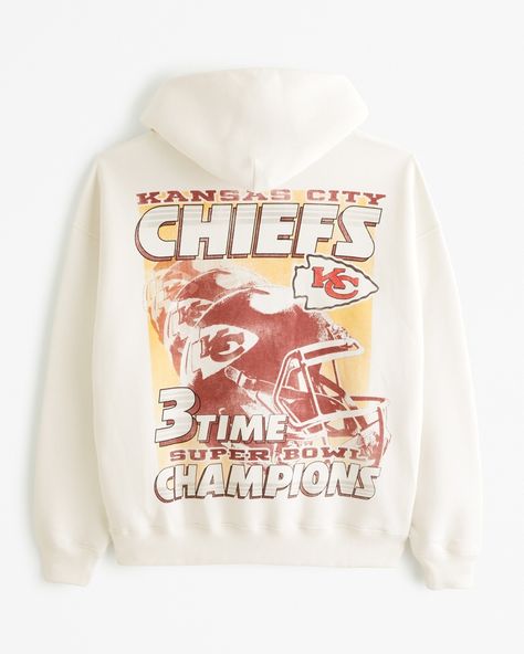 Men's Kansas City Chiefs Graphic Popover Hoodie | Men's Tops | Abercrombie.com Kc Chiefs Shirts, Off White Hoodie, Chiefs Shirts, Football Sweatshirt, Men's Tops, Cute Sweatshirts, Kansas City Chiefs, White Hoodie, Sports Shirts