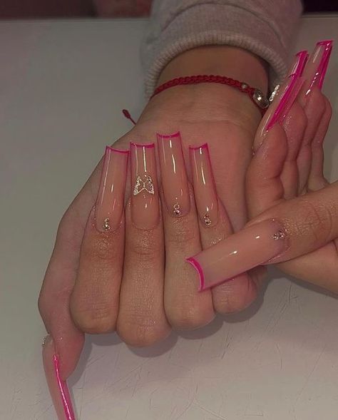 Long Acrylic Nails Coffin, Unique Acrylic Nails, Long Square Acrylic Nails, Coffin Nails Long, Bling Acrylic Nails, Pink Nail, Pink Acrylic Nails, Square Acrylic Nails, Fire Nails