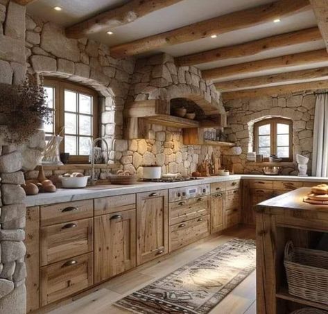 Rustic Country Kitchen, Earthy Kitchen, Cottage Interior Design, Makeover Kitchen, Cabinets Makeover, Home Decor Apartment, Rustic Country Kitchens, Rustic Kitchen Cabinets, House Essentials