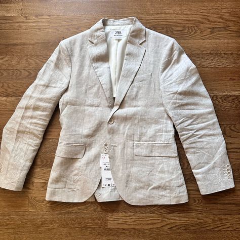 Zara Men’s Linen Suit Jacket New With Tags Purchased In Italy And Brought Back To Us For Gift But Wrong Size. Never Worn Us Size 36r Matching Pants Also For Sale In Separate Listing Feel Free To Make An Offer Mens Linen Suit, Blue Plaid Suit, Zara Suits, Black Suit Jacket, Man Blazer, Mens Suit Jacket, Check Suit, Plaid Suit, Zara Man