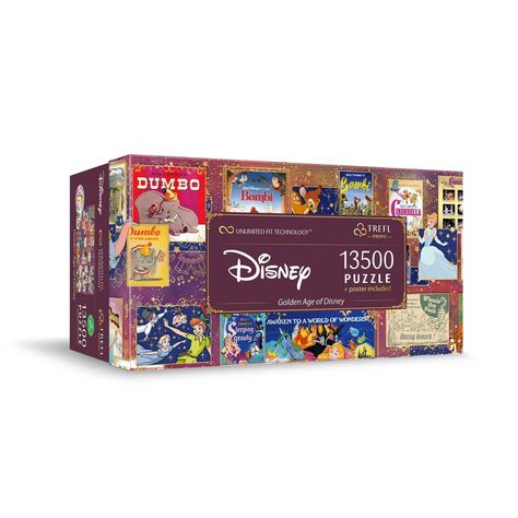 Trefl Prime 13500 UFT Golden Age of Disney puzzles will delight any puzzle lover in a slightly larger size! What sets them apart? The use of unique Unlimited Fit Technology, the thickest puzzle cardboard on the market and the special irregular shape of the pieces! The puzzle can be moved and rotated without worrying about it falling apart. In the package, in addition to the puzzles, you'll find instructions and a large 67.6 x 45.2 cm poster to make the puzzle easy to put together. Combine the 6 Framed Disney Puzzles, Kinkade Disney, Thomas Kinkade Disney, 2000 Piece Puzzle, Disney Puzzles, Ohuhu Markers, Ultimate Marvel, Disney Maleficent, Puzzle Shop