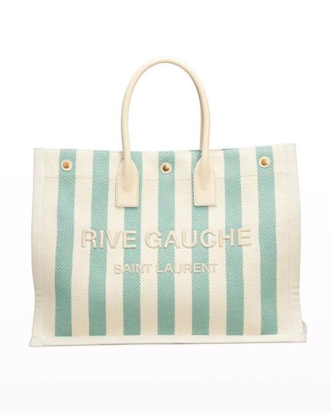 The Most Stylish Beach Bags for Toting Your Seaside Essentials Like a Star Saint Laurent Tote, Vogue France, Canvas Leather Tote, Saint Laurent Handbags, Designer Totes, Rive Gauche, Canvas Tote Bag, Tote Bag Design, Canvas Leather