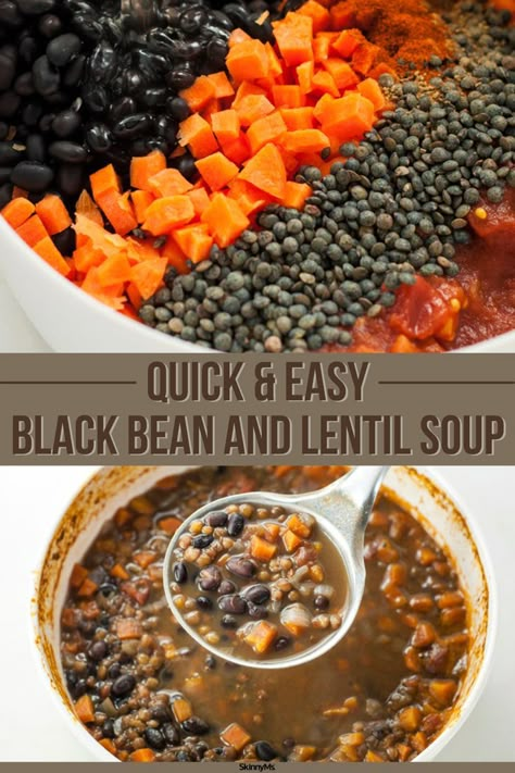 Lentils And Black Beans, Lentil And Black Bean Soup, Black Bean Lentil Soup, Black Bean Soup Vegetarian, Black Bean And Lentil Soup, Black Lentil Recipes, Black Lentil Soup, Bean And Lentil Soup, Lentil Soup Crockpot