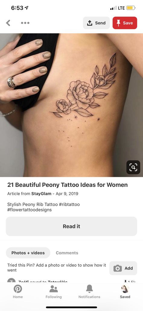 Peony Tattoo Ribs, Peony Side Tattoo, Flower Underboob Tattoo, Rose Underboob Tattoo, Floral Rib Tattoo, Soft Tattoo, Tattoos On Side Ribs, Underboob Tattoo, Peonies Tattoo