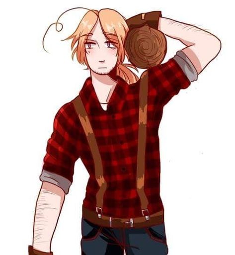 Told you he's a Lumber Jack!! Hetalia 2p Canada, Lumberjack Aesthetic, Canada Hetalia, 2p Canada, Happy Thanksgiving Canada, Hetalia 2p, Hetalia Canada, Lumber Jack, Red Ridding Hood