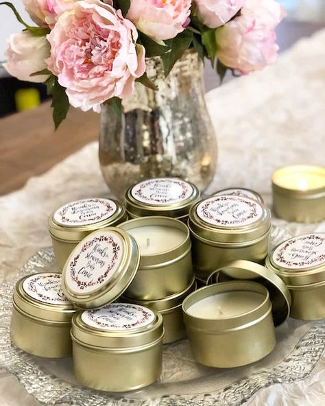 Custom Canned Candles Diy Candle Favors, Diy Baby Shower Favors, Homemade Party Favors, Candle Hostess Gift, Safari Baby Shower Favors, Baby Shower Hostess Gifts, Baby Shower Favours For Guests, Shower Hostess Gifts, Baby Shower Candle Favors