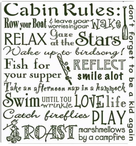 Cabin Rules @campmilagro #cabinsrules #enjoylife #enjoyeachother #lifeisshort #whatsmostimportant #newbraunfelstx #newbraunfelsvacationrental #txhillcountryrental #thecabinsatcampmilagro #campmilagro #rusticluxury #rusticliving Lake Life Quotes, Cabin Rules, Lake Rules, Lake Lifestyle, Lake Quotes, Rules For Living, Lake George Village, Flour Sack Dish Towels, Romantic Cruise