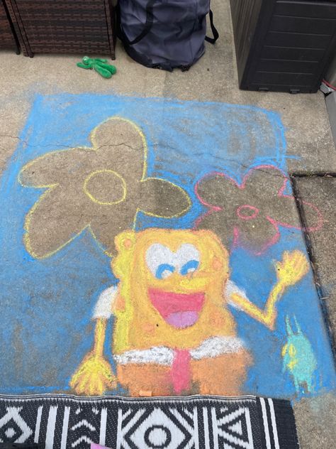 Sponge Bob, Chalk Art, Chalk, Art