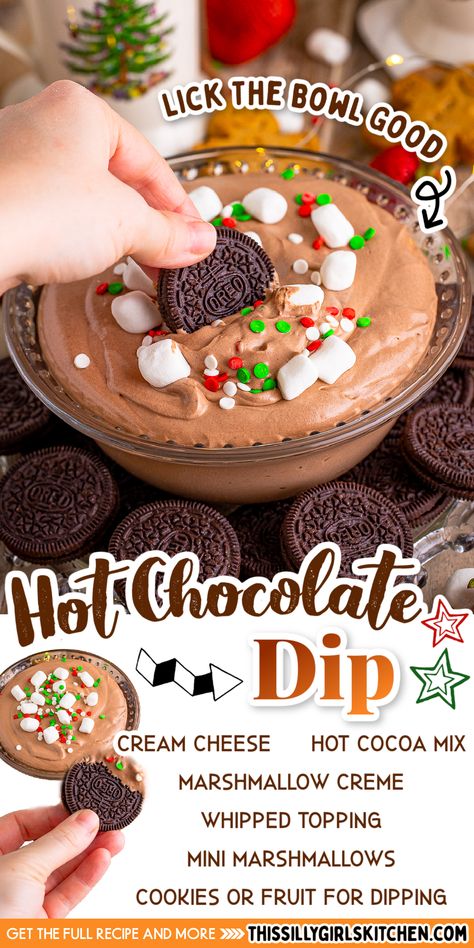 Hot Chocolate Dip Recipe, Hot Chocolate Dip, Chocolate Dip Recipe, Christmas Dip, Chocolate Dip, Hot Cocoa Mix, Christmas Baking Recipes, Holiday Appetizer, Marshmallow Creme