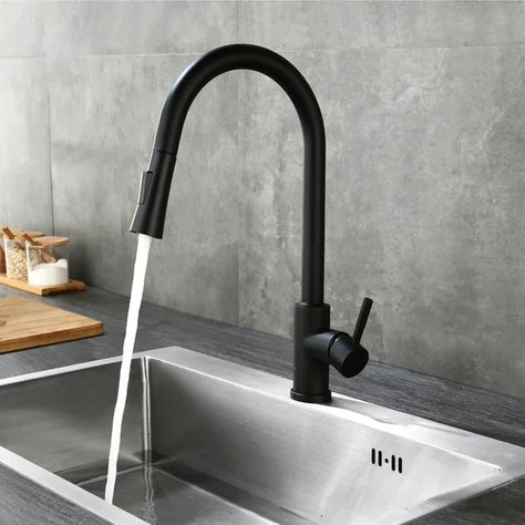 Pull Down Touch Single Handle Kitchen Faucet Kitchen Faucet Black, Traditional Kitchen Faucets, Touch Kitchen Faucet, Black Kitchen Faucets, Single Handle Kitchen Faucet, Kitchen Faucets, Kitchen Sink Faucets, Kitchen Handles, Traditional Kitchen