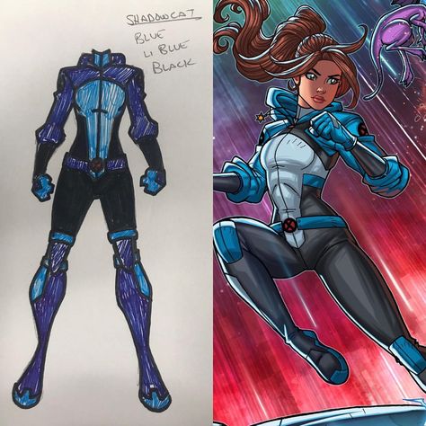 Here is my redesign of Shadowcat - from concept to completion. A little bit between them. Mostly the boots. I’m quite proud of the result.… | Instagram Deadshot Redesign, X Men Redesign, Kitty Pryde, Fairytale Fashion, X Man, Weird Fashion, Marvel Comic Universe, Marvel X, Superhero Design